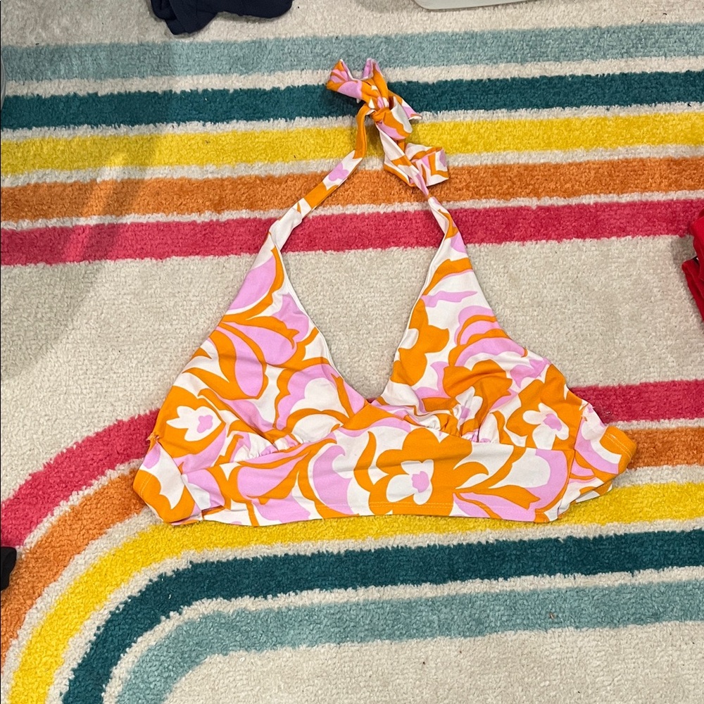 Vibrant Floral Halter Bikini Top